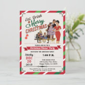 レトロクリスマスパーティー引っ越し祝いパーティーオープンハウス 招待状 (スタンド正面)
