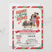 レトロクリスマスパーティー引っ越し祝いパーティーホームスイートホーム 招待状 (正面)