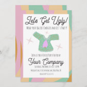 レトロクリスマスパーティー醜いセーターイベント 招待状 (正面/裏面)