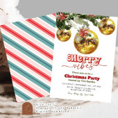 レトロクリスマスパーティー ゴールデンディスコボール 招待状