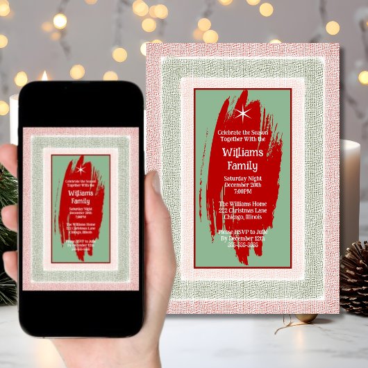レトロクリスマスパーティー ホリデーデジタル招待状 招待状