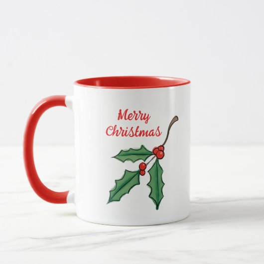 レトロクリスマスヒイラギコーヒーマグ マグカップ (左)