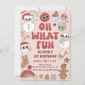 レトロクリスマスヒッピーSanta 1st誕生日 招待状 (正面)