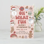 レトロクリスマスヒッピーSanta 1st誕生日 招待状 (スタンド正面)