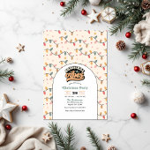 レトロクリスマスビーズホリデーパーティー 招待状