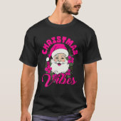 レトロクリスマスビーブピンクサンタクロースおもしろいクリスマス Tシャツ (正面)