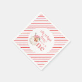 レトロクリスマスピンクサンタファースト誕生日 スタンダードカクテルナプキン (角)