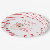 レトロクリスマスピンクサンタファースト誕生日 ペーパープレート (アングル)