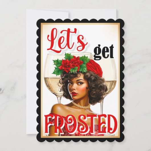 レトロクリスマスピンナップ霜を降ろそう サンキューカード (正面)