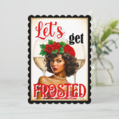 レトロクリスマスピンナップ霜を降ろそう サンキューカード (スタンド正面)