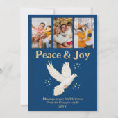 レトロクリスマスピースジョイ水の色の鳩の写真 シーズンカード (正面)