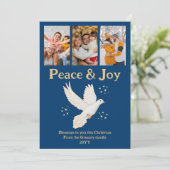 レトロクリスマスピースジョイ水の色の鳩の写真 シーズンカード (スタンド正面)