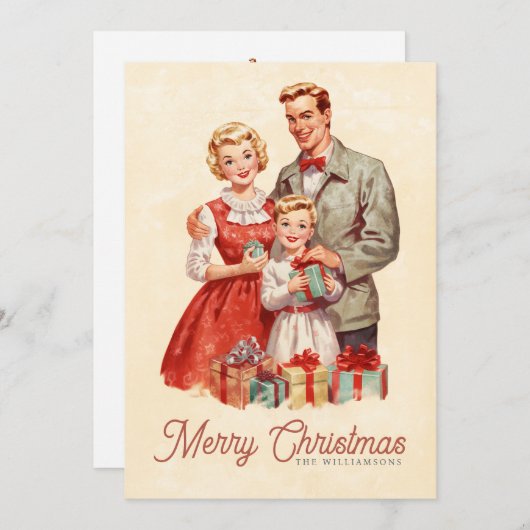 レトロクリスマスファミリー シーズンカード (正面/裏面)