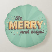 レトロクリスマスファンキー引用文はメリー明るい ラウンドクッション (裏面)