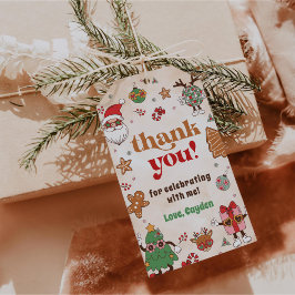 レトロクリスマスファーストバースデーパーティー ギフトタグ