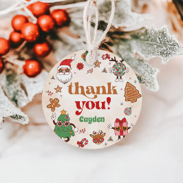 レトロクリスマスファースト誕生日パーティー フェイバータグ