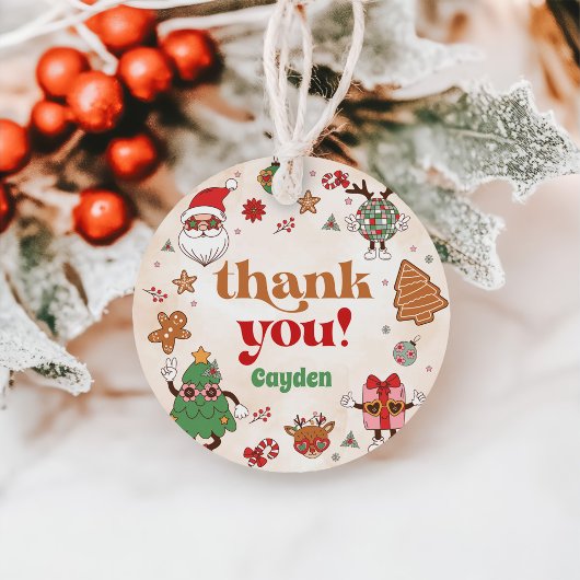 レトロクリスマスファースト誕生日パーティー フェイバータグ