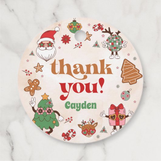 レトロクリスマスファースト誕生日パーティー フェイバータグ (裏面)