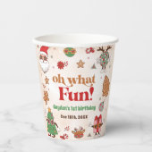 レトロクリスマスファースト誕生日パーティー 紙コップ (正面)