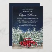 レトロクリスマスファームトラックホリデーオープンハウス 招待状 (正面/裏面)