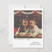 レトロクリスマスフォトカード – ホワイト&金ゴールドガーランド シーズンカード (正面)