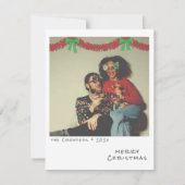 レトロクリスマスフォトカード – 赤と緑のガーランド シーズンカード (正面)