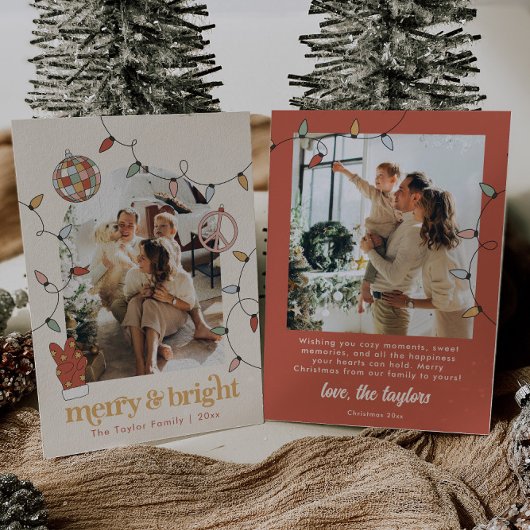 レトロクリスマスフォトファミリークリスマスカード シーズンカード