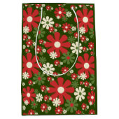 レトロクリスマスフラワーズ60s 70s花柄 ミディアムペーパーバッグ (正面)