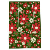 レトロクリスマスフラワーズ60s 70s花柄 ミディアムペーパーバッグ (裏面)