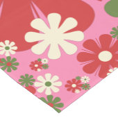 レトロクリスマスフラワーピンク60s 70sフローラ ショートテーブルランナー (コーナー)