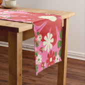 レトロクリスマスフラワーピンク60s 70sフローラ ショートテーブルランナー (インサイチュ)