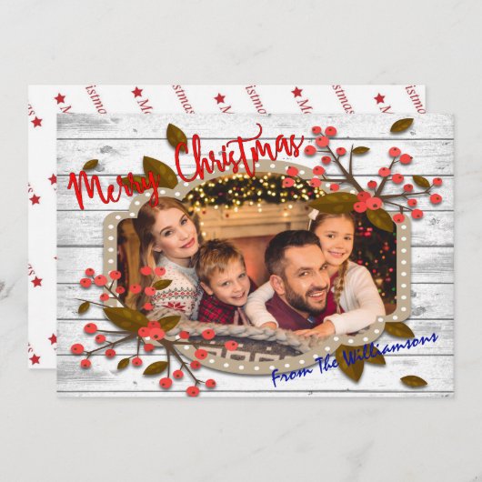 レトロクリスマスフレーム写真 シーズンカード (正面/裏面)