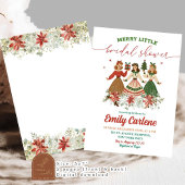 レトロクリスマスフローラメリーリトルブライダルシャワー 招待状