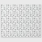 レトロクリスマスブラック&ホワイトパーソナライズされたキッズ ラッピングペーパー (フラット)