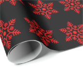 レトロクリスマスブラック&レッドスノーフレークヴィンテージ ラッピングペーパー (ロールコーナー)