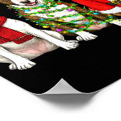 レトロクリスマスブルテリアサンタトナカイ犬ロゴ ポスター (角)