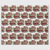 レトロクリスマスプレイドレッドヴィンテージトラックウォーターカラー ラッピングペーパー (フラット)