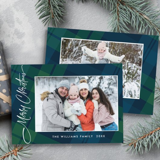 レトロクリスマスプレイド2フォトグリーティング シーズンカード