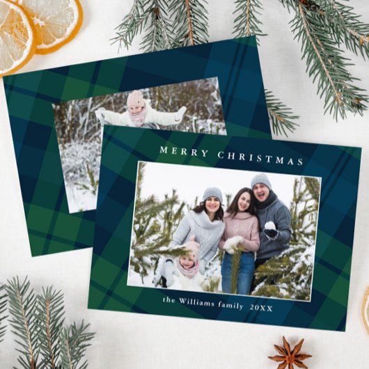 レトロクリスマスプレイド2フォトグリーティング シーズンカード