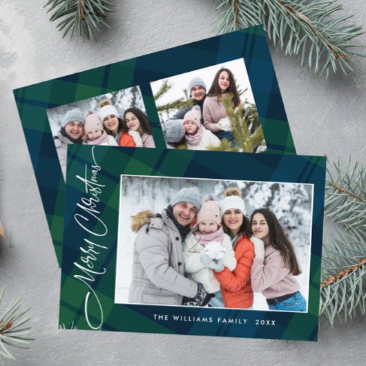 レトロクリスマスプレイド3フォトグリーティング シーズンカード