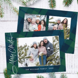 レトロクリスマスプレイド3フォトグリーティング シーズンカード