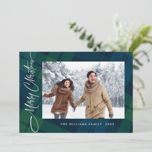 レトロクリスマスプレイド3フォトグリーティング シーズンカード (スタンド正面)