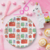 レトロクリスマスプレゼントイラストレーション紙プレート ペーパープレート (パーティー)