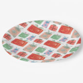 レトロクリスマスプレゼントイラストレーション紙プレート ペーパープレート (アングル)