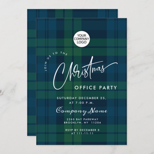 レトロクリスマスプレッドホリデ企業のィーパーティー 招待状 (正面/裏面)
