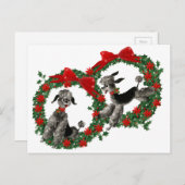 レトロクリスマスプードルinリース シーズンポストカード (正面/裏面)