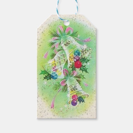 レトロクリスマスベルズホリデーギフトラベル ギフトタグ (正面)