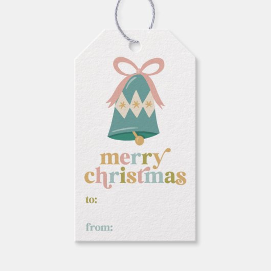 レトロクリスマスベル埋め込みギフトラベル ギフトタグ (正面)