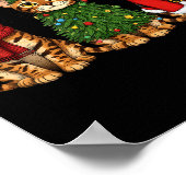 レトロクリスマスベンガル猫サンタトナカイ ポスター (角)