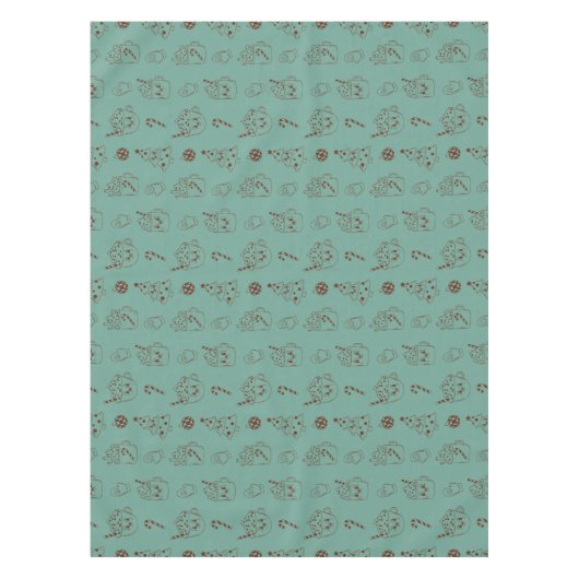 レトロクリスマスホットココアホリデーかわいいパターン テーブルクロス (正面)